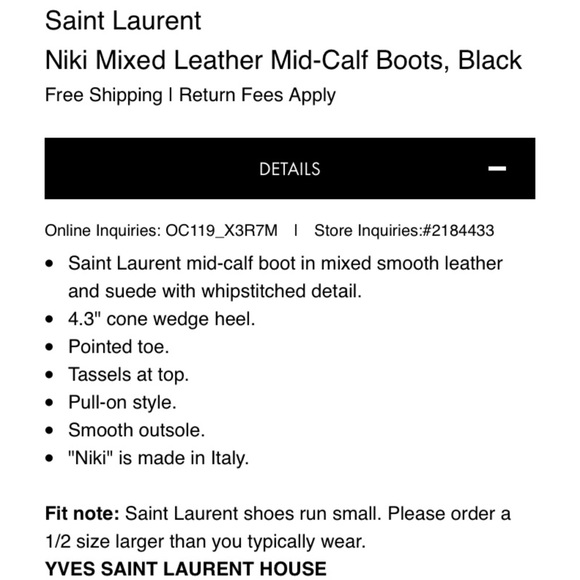 SOLD❌Saint Laurent Niki Mixed Leather Mid Calf Boots - Picture 8 of 8
